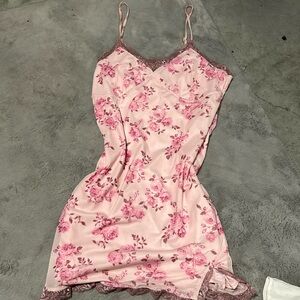 Pink floral slip dress